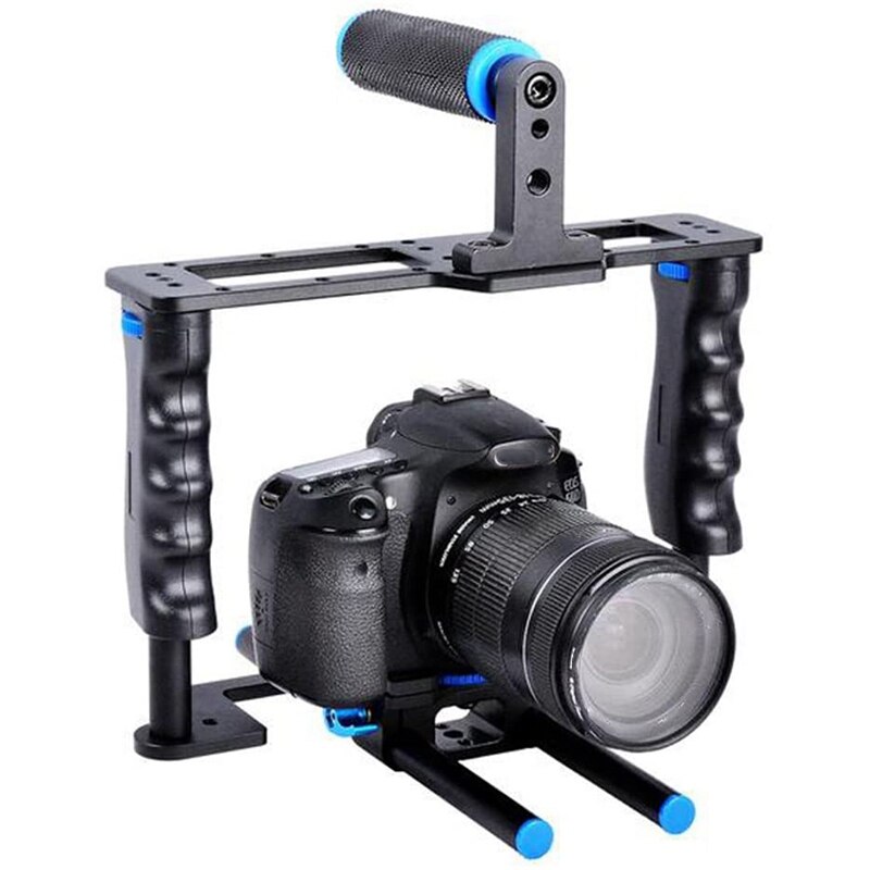 Aluminiumlegering camera video kooi film film maken kit met video kooi voor canon/nikon/sony 5d/600d/d610d/700d dslr
