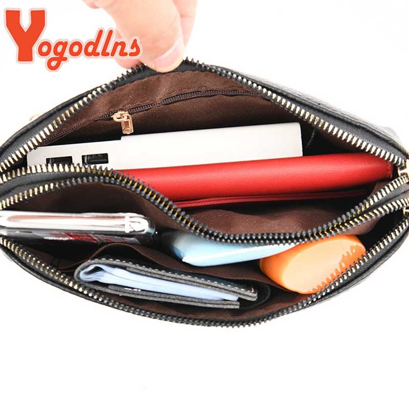 Yogodlns årgang pu lær crossbody bag litchi mønster skulderveske enkel glatt farge messenegr bag fritid shopping veske