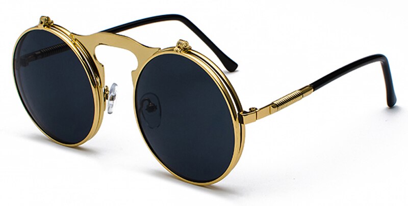 Peekaboo unisex retro steampunk sunglasses flip up green yellow red small round summer style unisex sun glasses men women