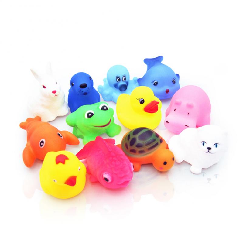 12Pcs Leuke Soft Rubber Float Squeeze Sound Ploeteren Speelgoed Baby Wassen Bad Spelen Dieren Speelgoed Bad Speelgoed