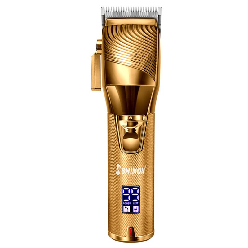 adjustable rechargeable LCD display cordless barber shop 10W hair clipper electric hair cutting machine cutter: gold