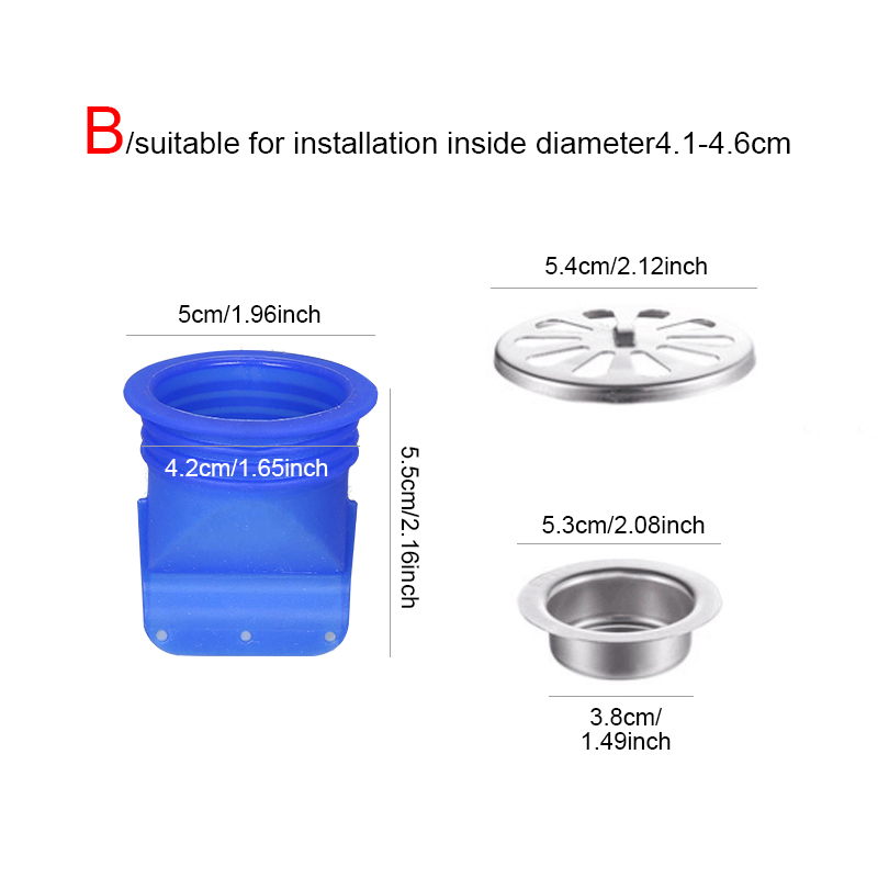 Filtre de reflux Anti-odeur en Silicone pour salle de bains de désodorisation, filtre de refoulement, Anti-odeur, Anti-insecte: B