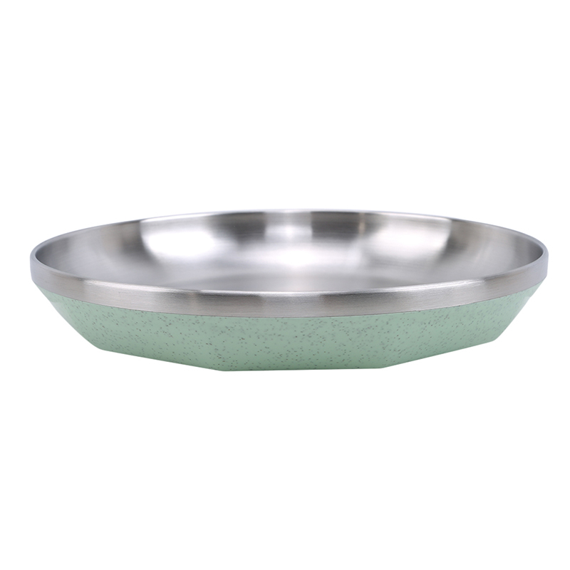 Stainless Steel Dinner Plates Minimalism Steak Round Tray Durable Tableware Plate Dessert Salad Tableware Dinnerware Food Plate: green