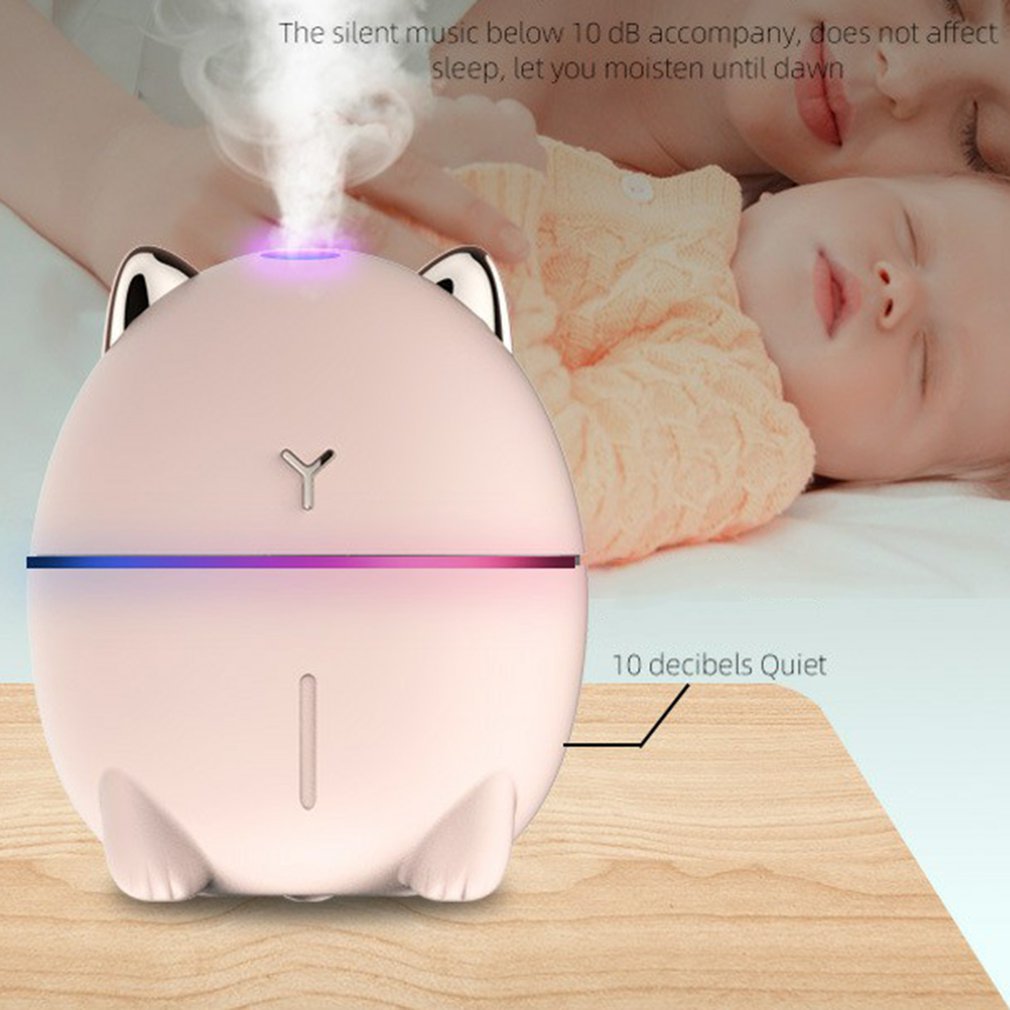 Cute Cat 200ml Mini USB Atomizer Humidifier with LED Silent Lamp for Home Office Atomizer For Bedroom