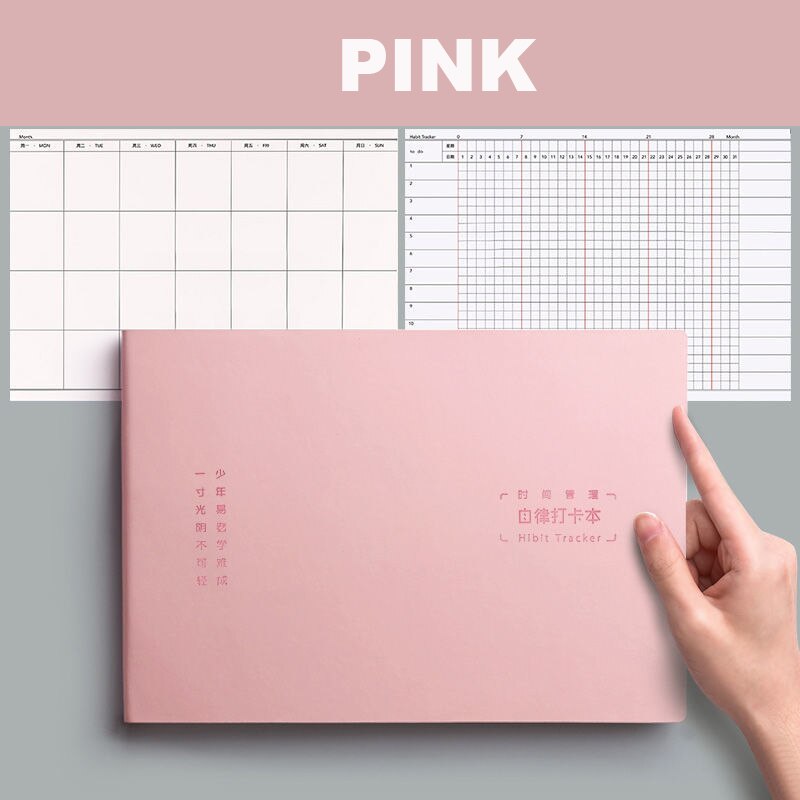 Notebook B5 Thickened Large Task Plan Grid Diary Cuaderno Notebook Dot Matrix Notebook Diary Grid Book: pink