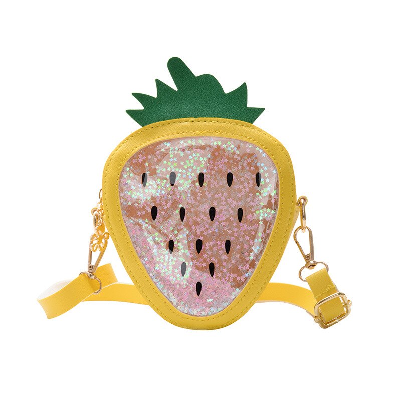 Borsa per frutta per bambini borsa a tracolla in fragola in PVC carino per neonate borsa per monete trasparente portafoglio per bambini borse e borsette per bambini