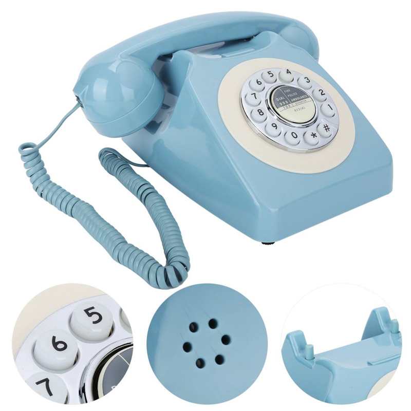 CT-N8019 Blau retro Telefon drücken Dreh Zifferblatt Schreibtisch Telefon Einzelnen Linie Schnur Telefon für Heimat Sekretariat FSK/DTMF Festnetz telefon