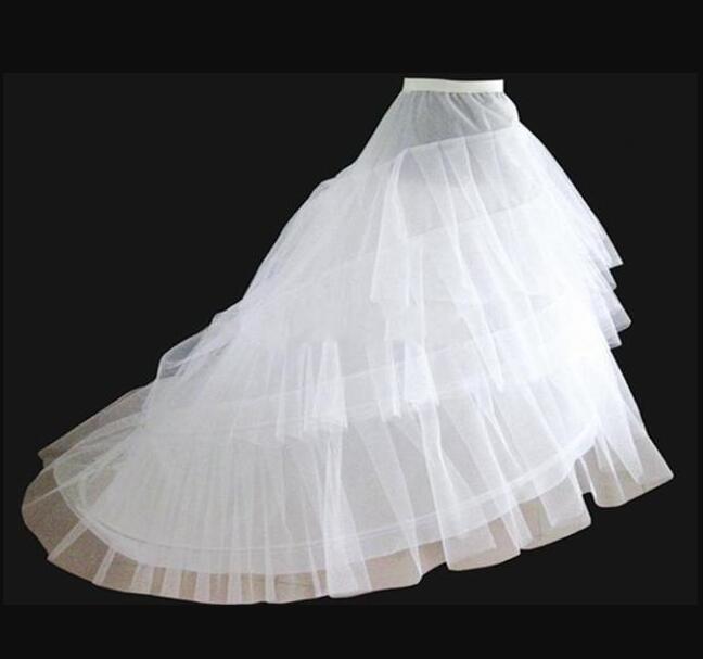 White 3-Hoop 2-Layer Wedding Bridal Petticoat Crinoline Underskirt with Sweep Train Bride Wedding Petticoats