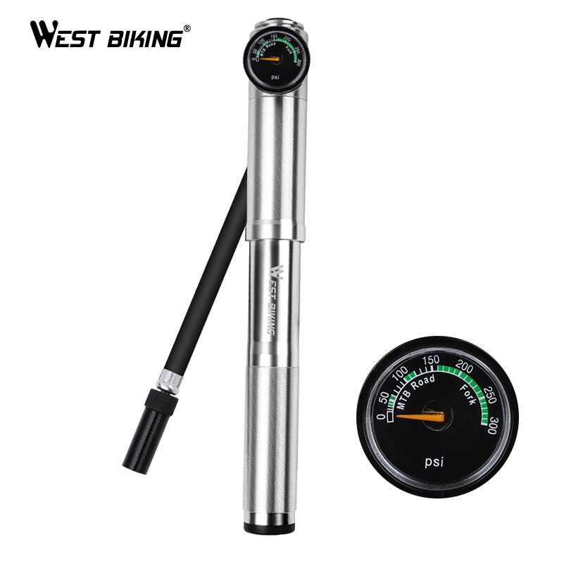 WEST BIKING 160 PSI Portable Mini Bicycle Pump MTB Mountain Bike Pump High Pressure Cycling Hand Air Pump Ball Tire Inflator