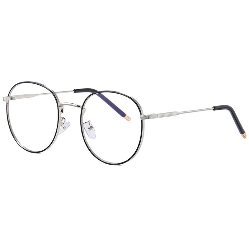 Zilead Retro Anti Blue Light Glasses Frame Metal Round Optical Sepectacles Plain Eyeglasses Eyewear For Men Women Unisex: black silver
