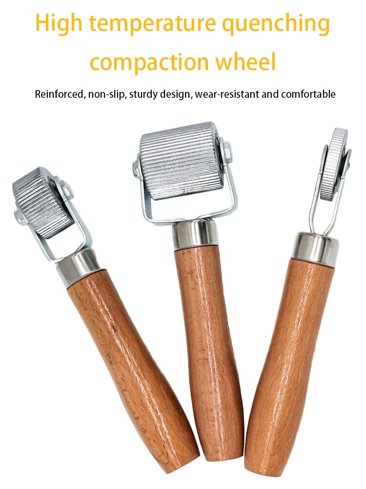 Wooden Handle Tire Tyre Patch Roller Stitcher Puncture Repair Tube Tool Ball Bearing Car Truck Tyres Bicycle Repair Tools