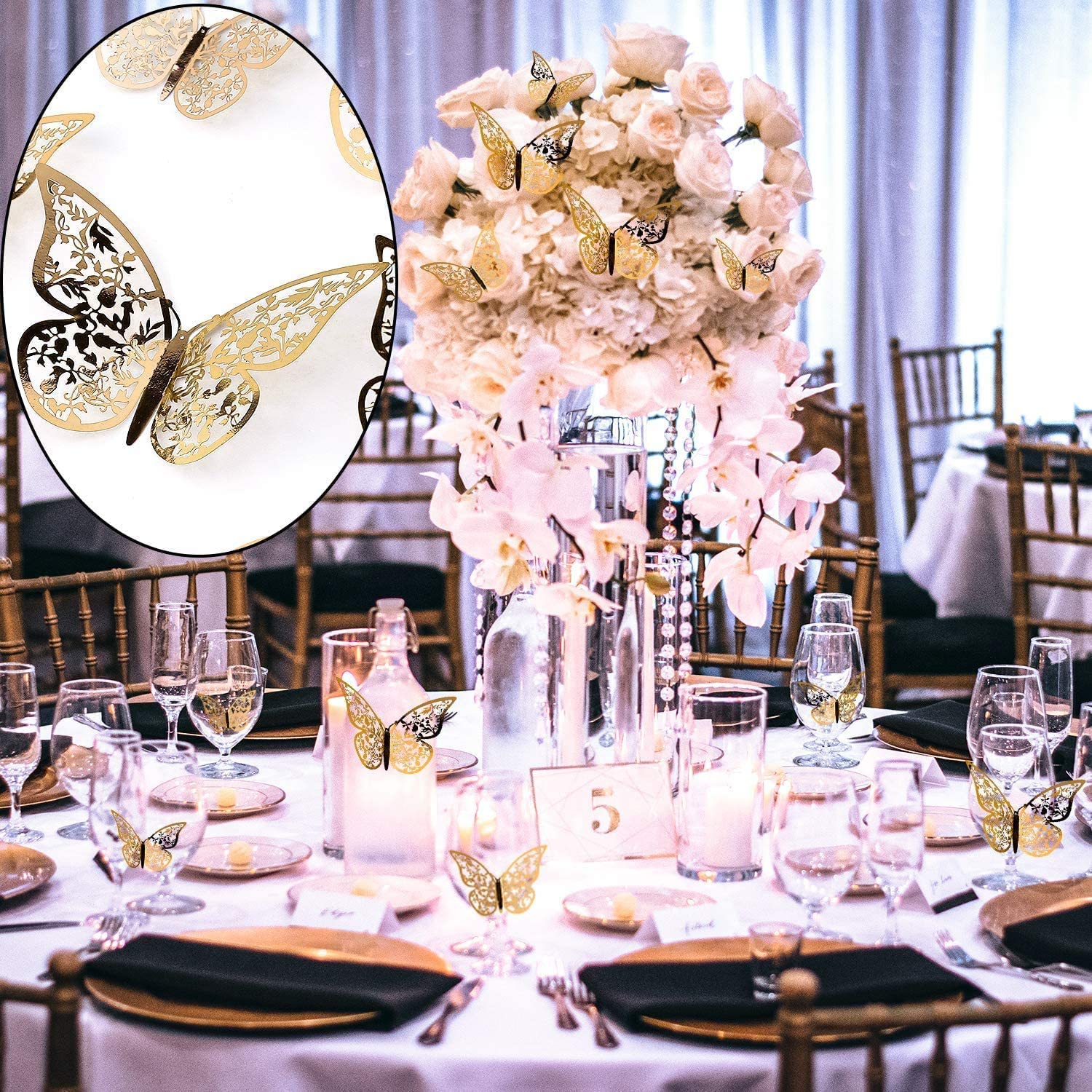 12 PCS Schmetterling Kuchen Dekoration Gold 3D Hohl Cupcake Topper Geburtstag Hochzeitstag Baby Shower Party Kuchen Dekorationen