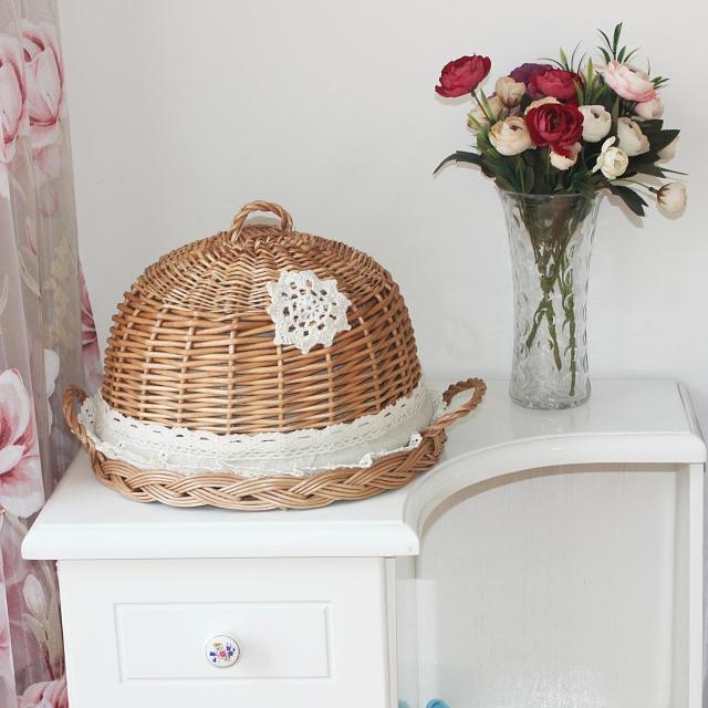 Pizza gerechten vlechtwerk platen wilg ambachten keuken opbergdoos groente mand geel gerechten fruit lade