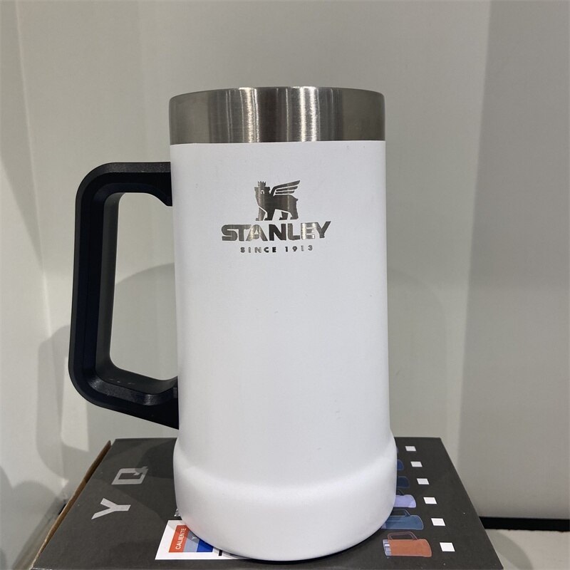 709ML uchwyt oryginalny kubek Stanley kubek termiczny kubki do piwa stal nierdzewna Stanley butelka na wodę termos próżniowy kubek z izolacją: White Mug