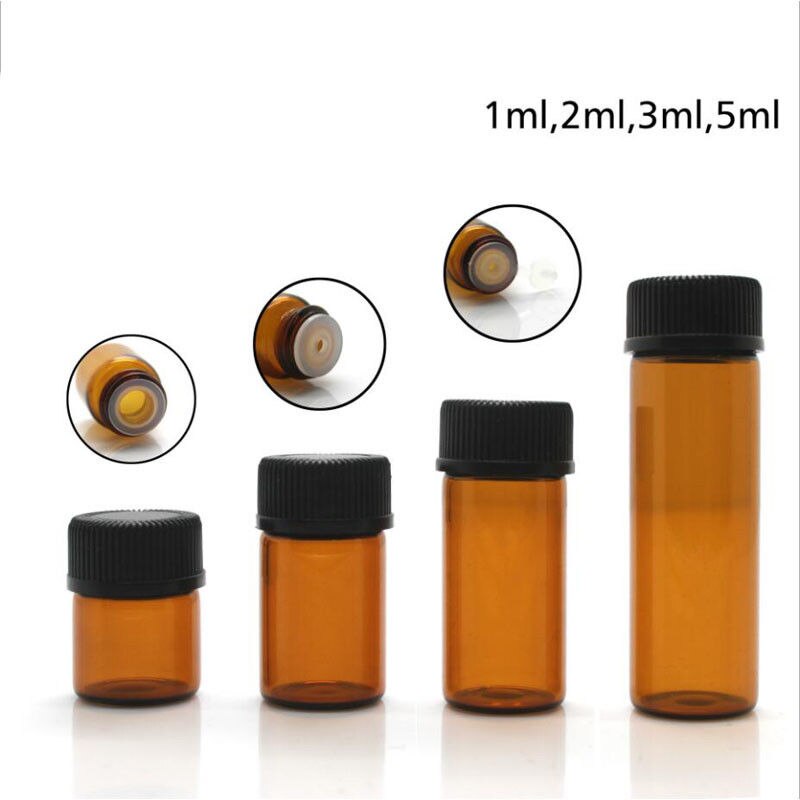 10 Stck Ätherisches Öl Bernstein Glas Fläschchen w/Unterscheiden stecker 1/2/3/5 ml Sonde dram flasche