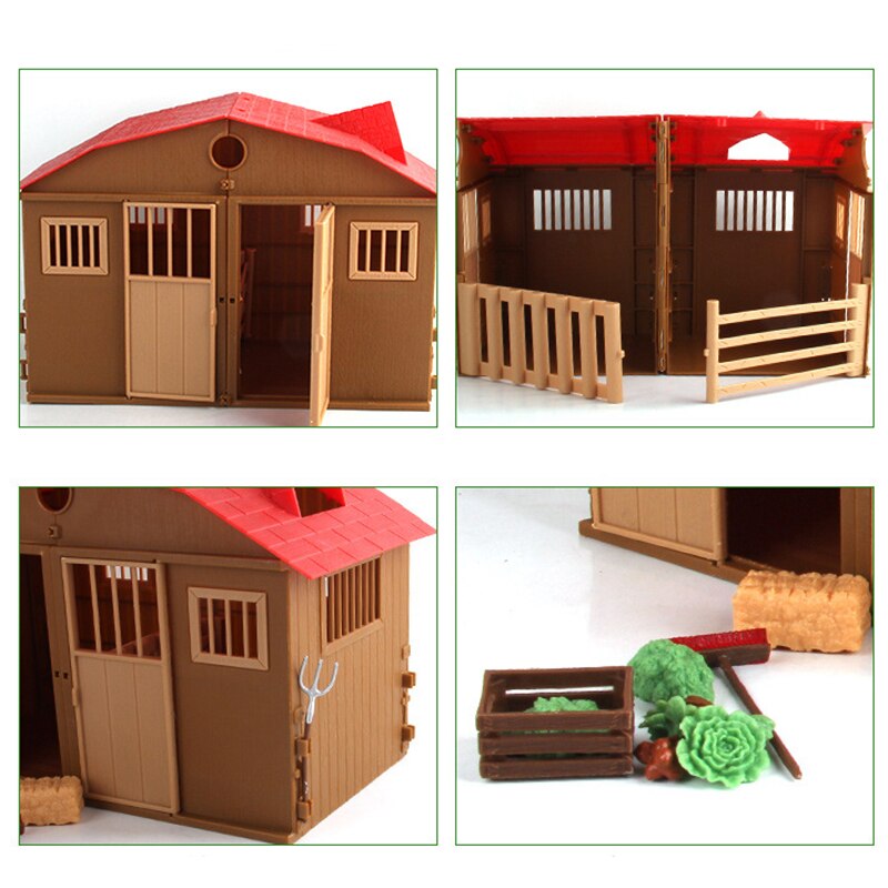 25 pcs Set Simulation Farmhouse Scene Model Children Farm DIY Toy Accessories Fences Fork Broom Wooden Box Haystack Real life