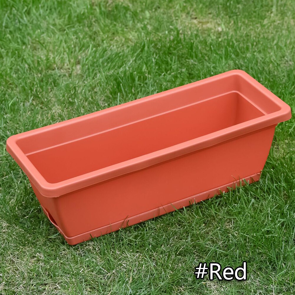 Rectangular Flower Pots with Tray Extra Large Planting Trough Family Balcony Planting Vegetables Planting Groove Plant Pot: Red / M