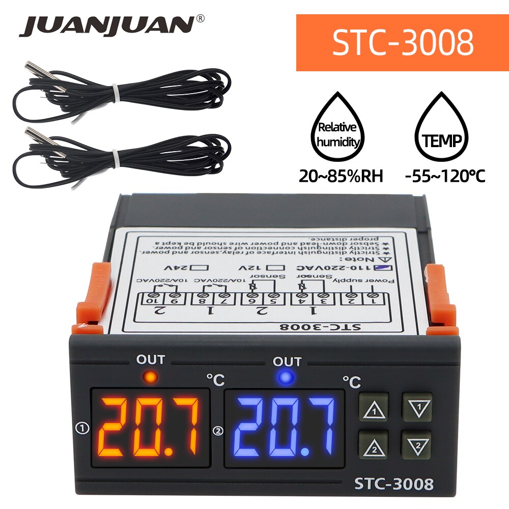 Digital Thermostat Temperature Controller STC-1000 STC-3008 STC-3028 Thermometer Sensor Hygrometer 12V 24V 220V 50%off