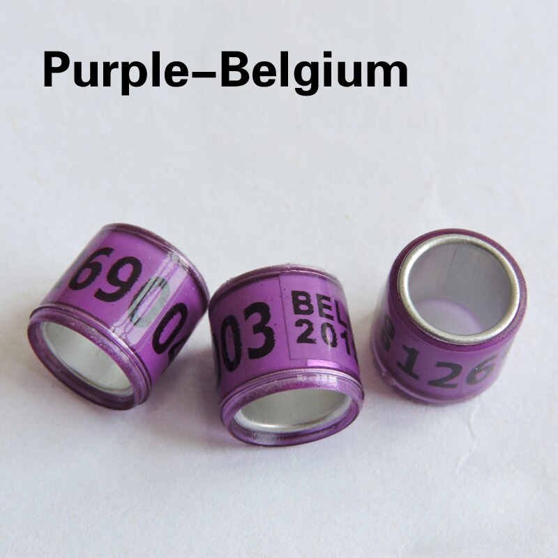 20PCS Bird Parrot Racing Pigeon Leg Foot Rings Digital Bird Foot Ring Supplies Accessories Durable Bird Training Tools: purple Belgium