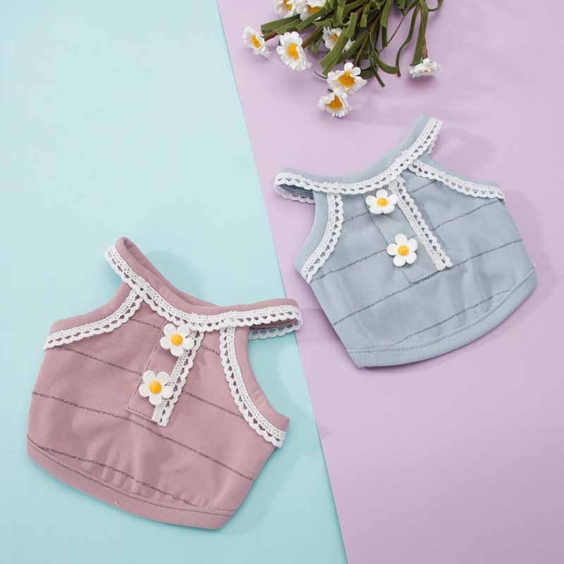 Chien été mince fleur respirant petit fronde chat coréen gilet mignon chat petit chien vêtements pour animaux de compagnie