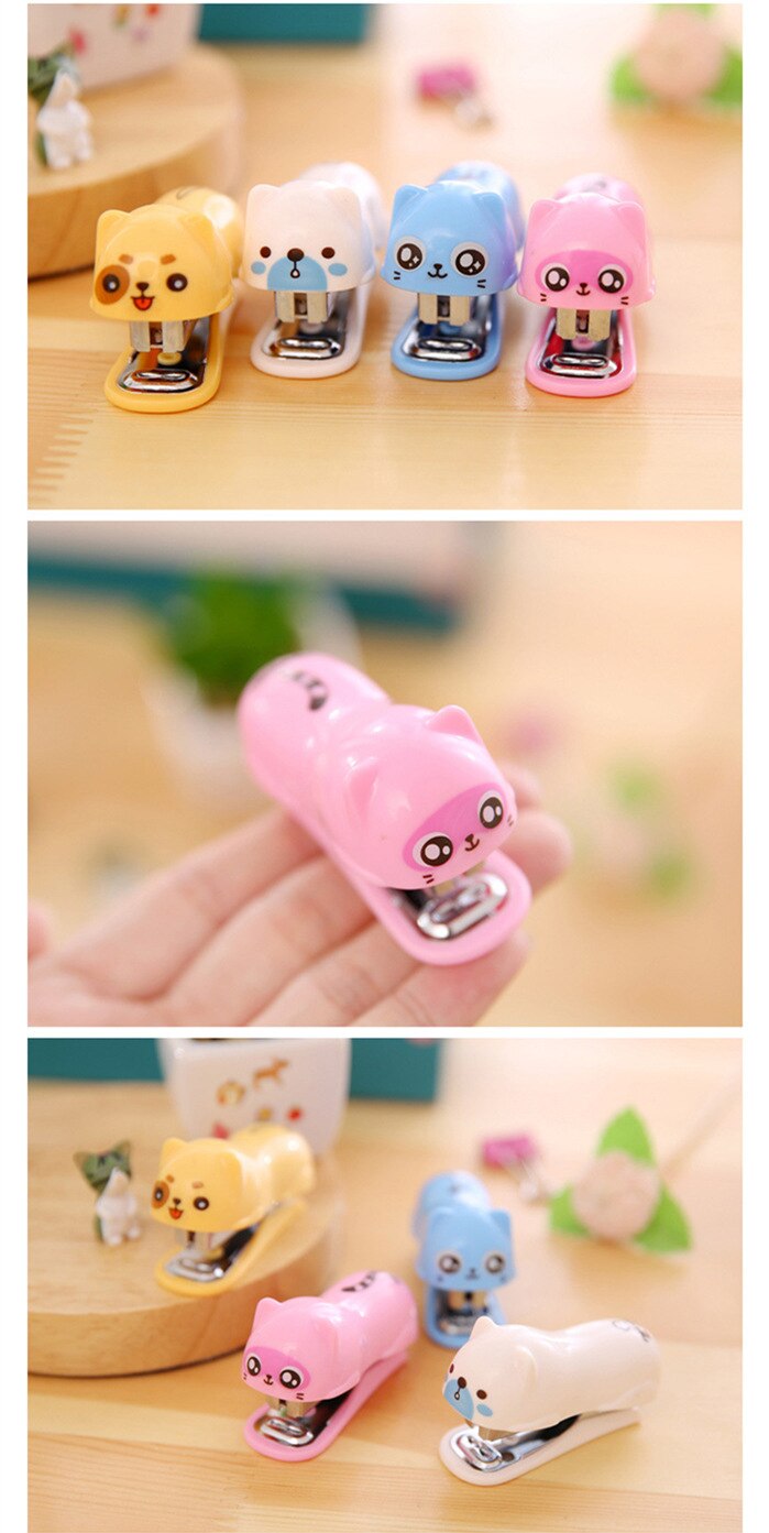 8 set/Lot Mini stapler set with 1000 pcs 10# staples Paper binding tools Stationery office school supplies grampeador F116