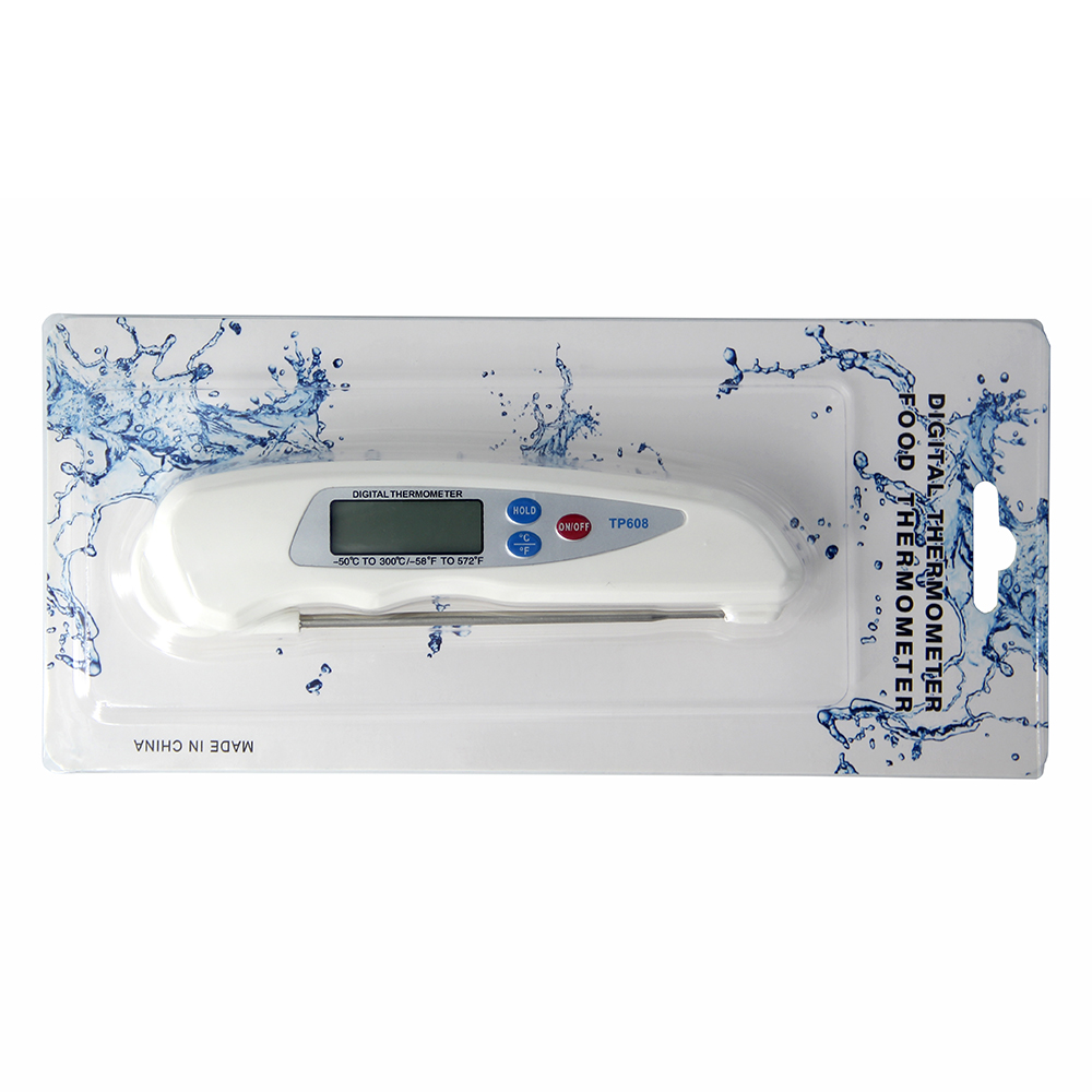 Foldable Food Thermometer Probe Digital BBQ Kitchen Meat Kitchen Thermometer Liquid Water Oil Temperature Gauge: white