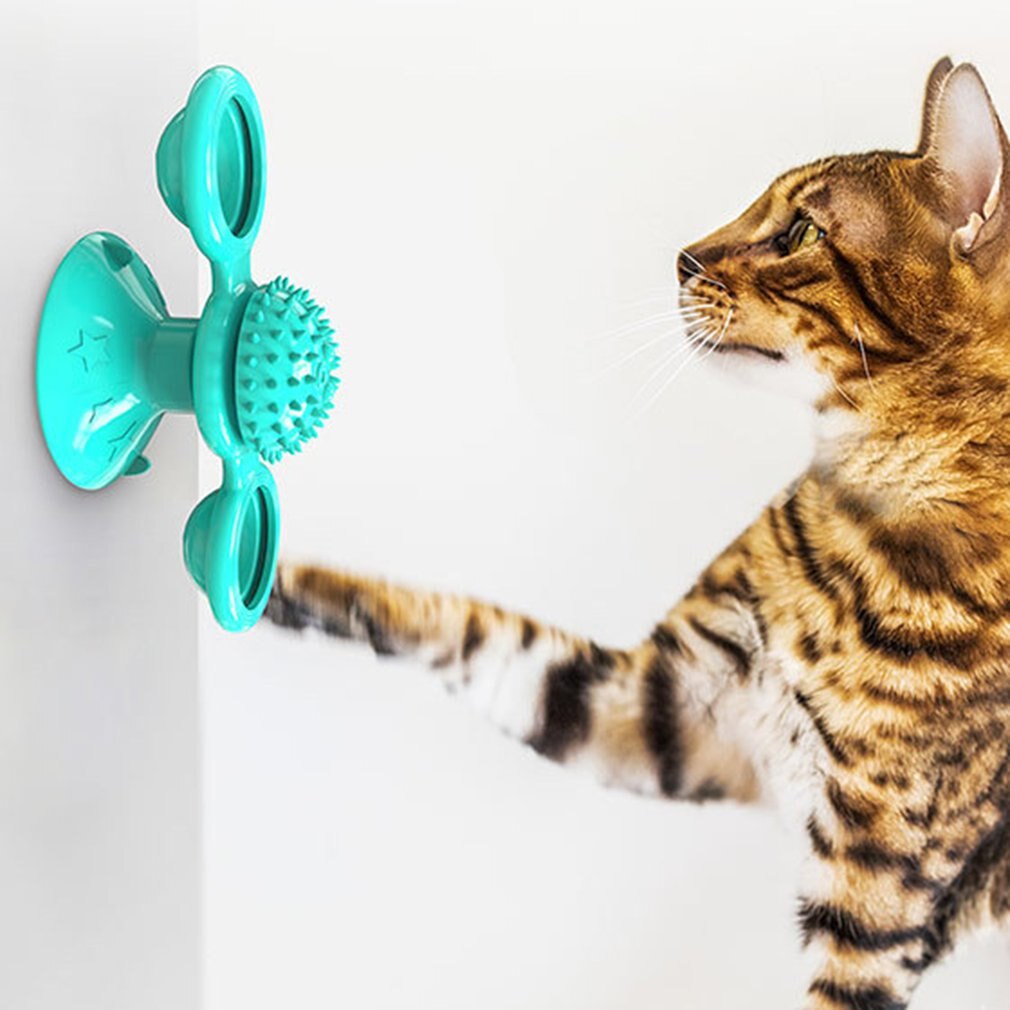 Windmill Cat Toy Turntable Teasing Pet Toy Scratching Tickle Cats Hair Brush Funny Cat Toy Hair Brush Chew Toys