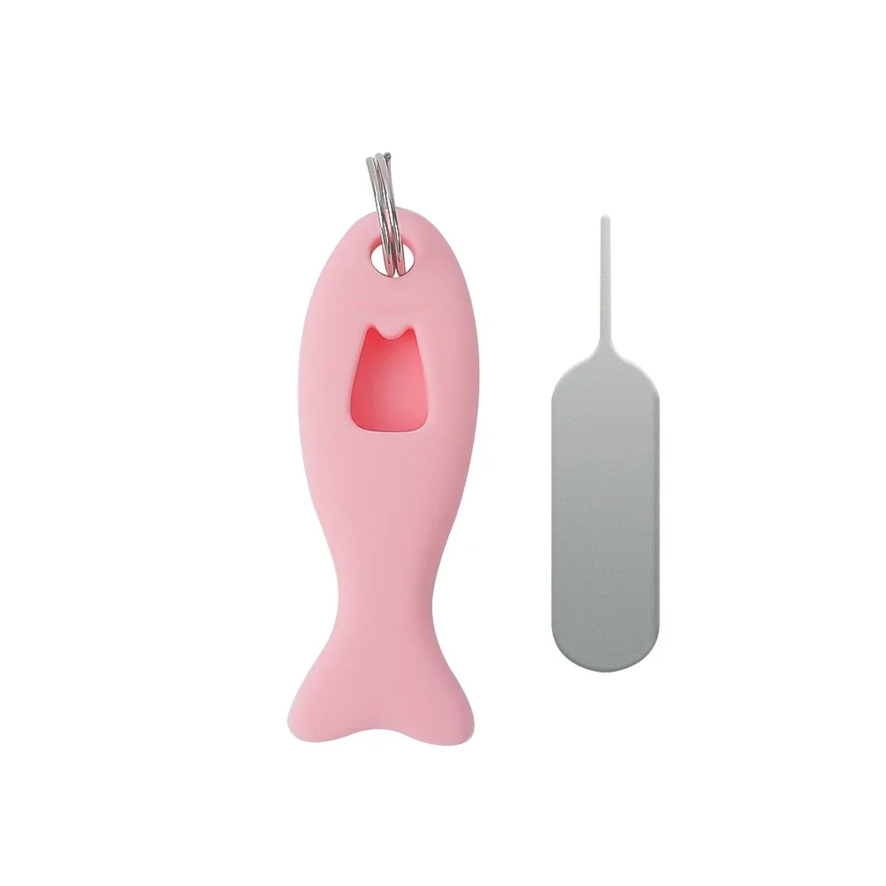 SIM Card Removal Tool Card Tray Pin Eject with Silicone Case Key Pendant Universal Mobile Phone SIM Card Needle Opener Ejector: Silver