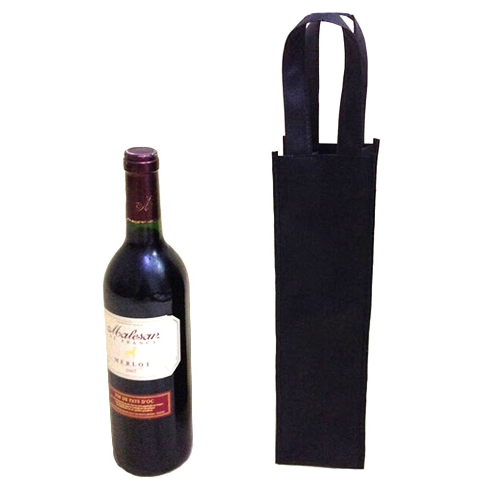 Black Reusable Single Bottle Wine Tote Holder Vineyard Bag Tote Bag Single Pack Set