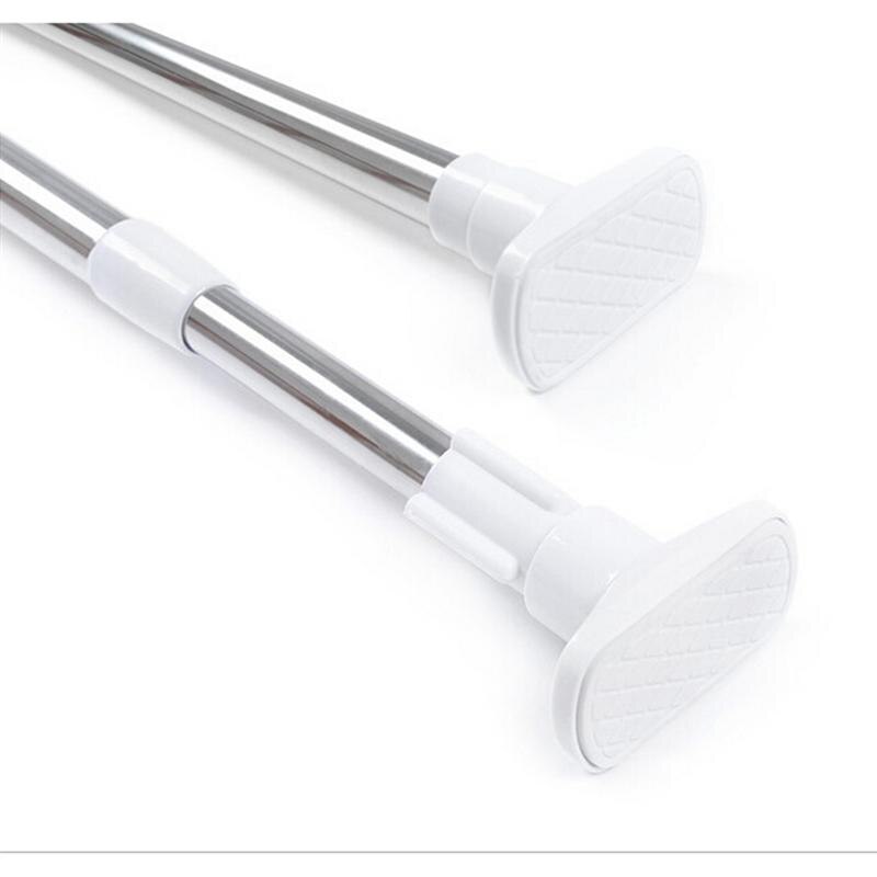 70CM To 120CM Adjustable Stainless Steel Spring Tension Rod Rail With Rubber Rectangular Heads For Clothes / Towels / Curtains (