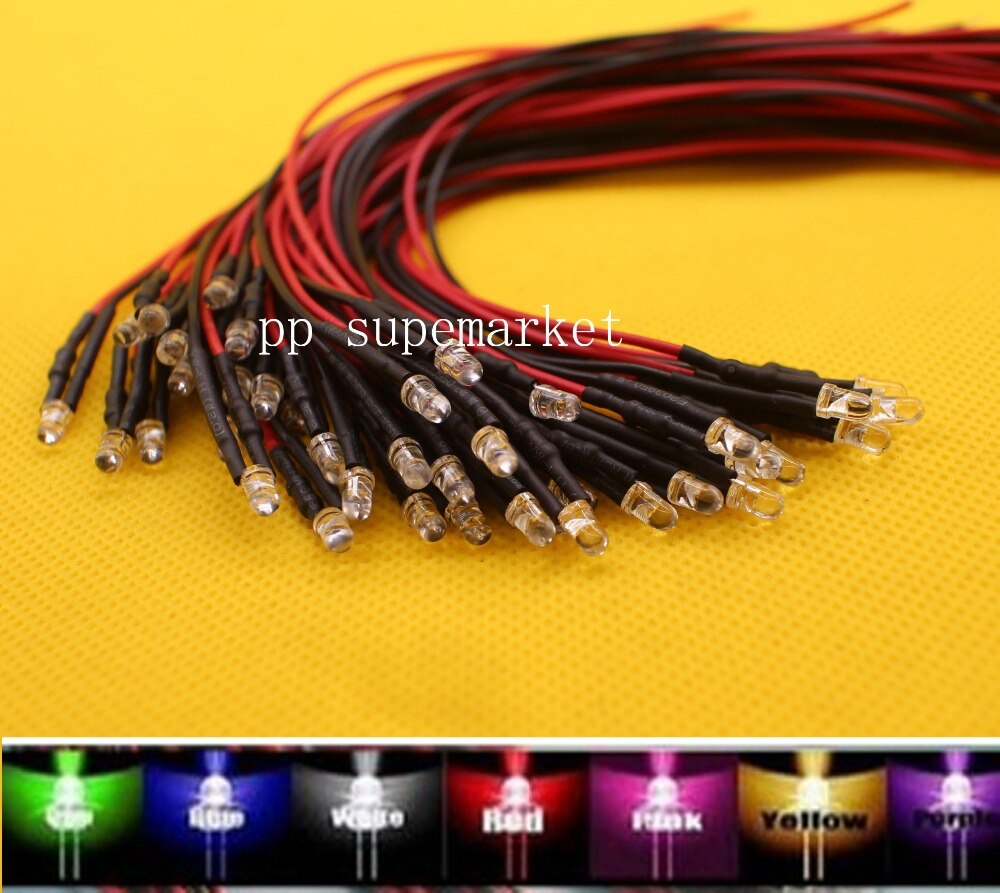 20pcs lot 20cm Pre Wired 3mm 5mm LED Light Lamp Bulb Prewired Emitting Diodes For DIY Home Decoration DC12V