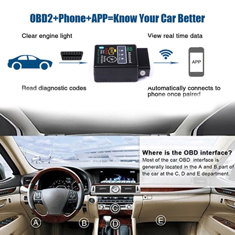 V2.1 Mini Bluetooth OBD HH OBDII Protocolos OBD2 Car Diagnostic Tool Code Scanner