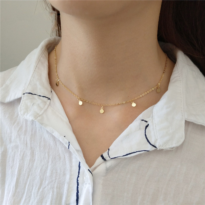 INZATT Echt 925 Sterling Zilveren Geometrische Ronde Choker Ketting Voor Mode Vrouwen Minimalistische Fijne Sieraden Schattige Accessoires: gold