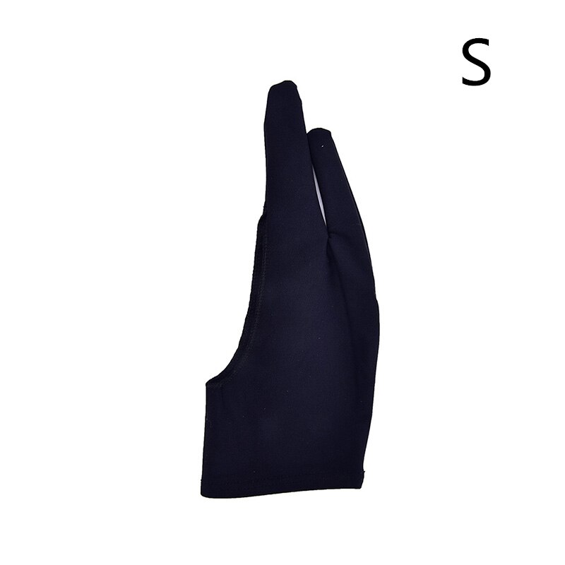 1pcs 18.5cm Black Artist Drawing Glove For Any Graphics Drawing Tablet 2 Finger Anti-fouling,both For Right And Left Hand Size S: Black S