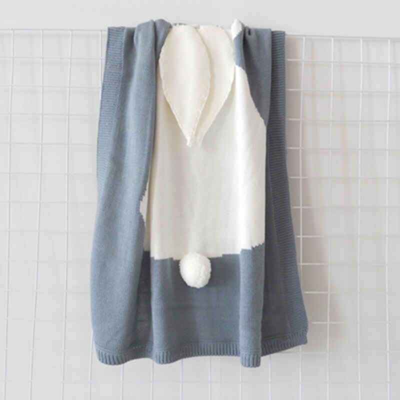 eins Kaninchen Ohr Decke Dreidimensionale Kaninchen Decke freundlicher Gestrickte Decke Strand matt Baby Decke: grau