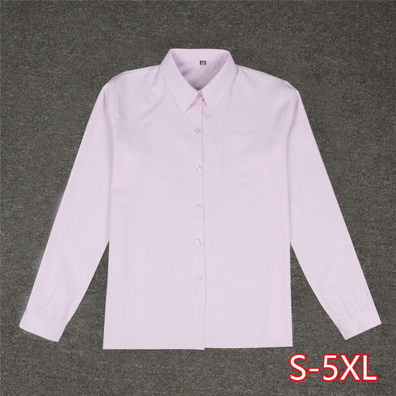Witte katoenen japanse studente meisjes school jk uniform top grote maat xs -5xl middelbare school uniformen lange mouwen wit overhemd