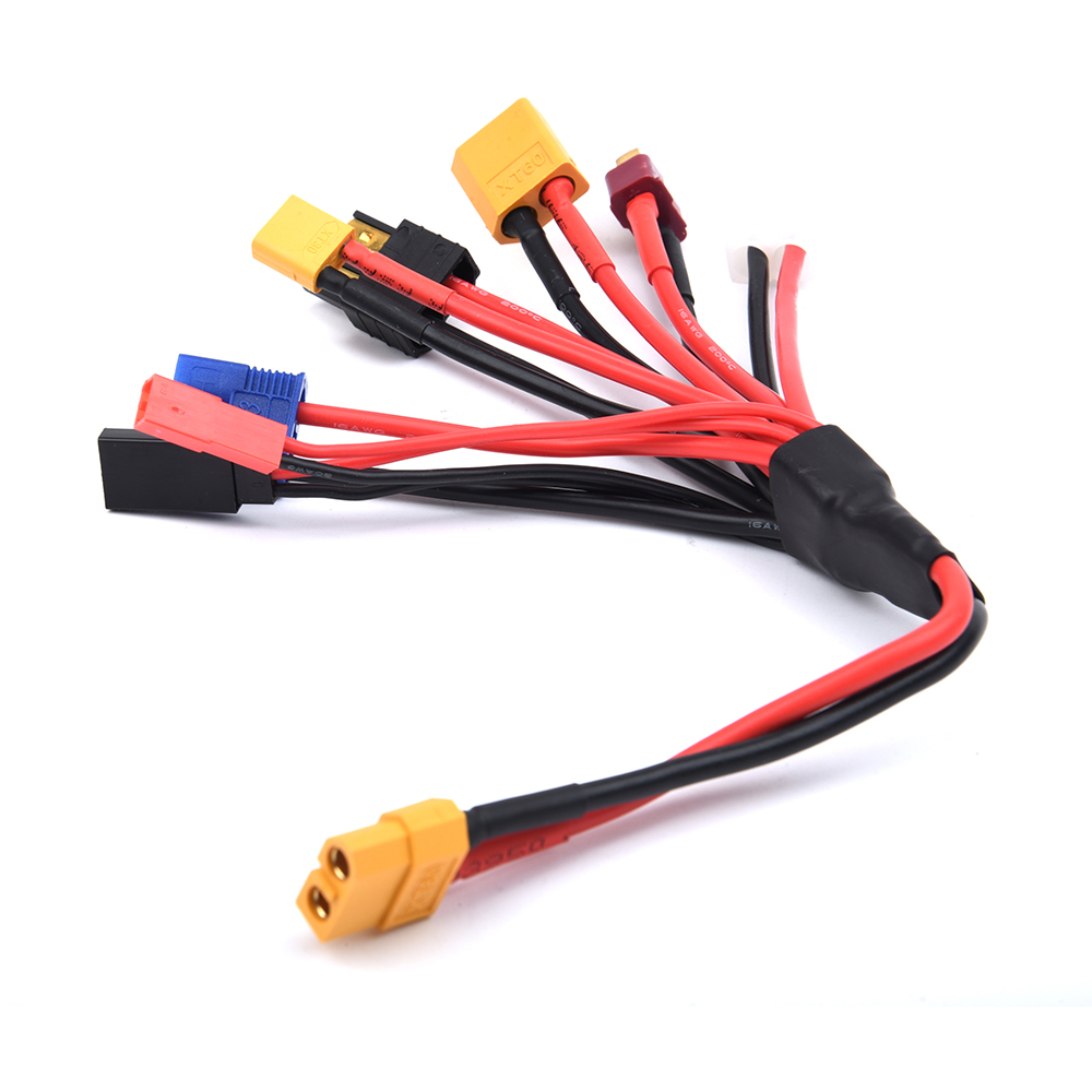 20 cm 8in1 weiches Silikon-Ladekabel XT60-Stecker auf XT60 XT30 T Futaba JST EC3 Tamiya TRX-Drahtkabel für RC-Ladegerät: Weiß