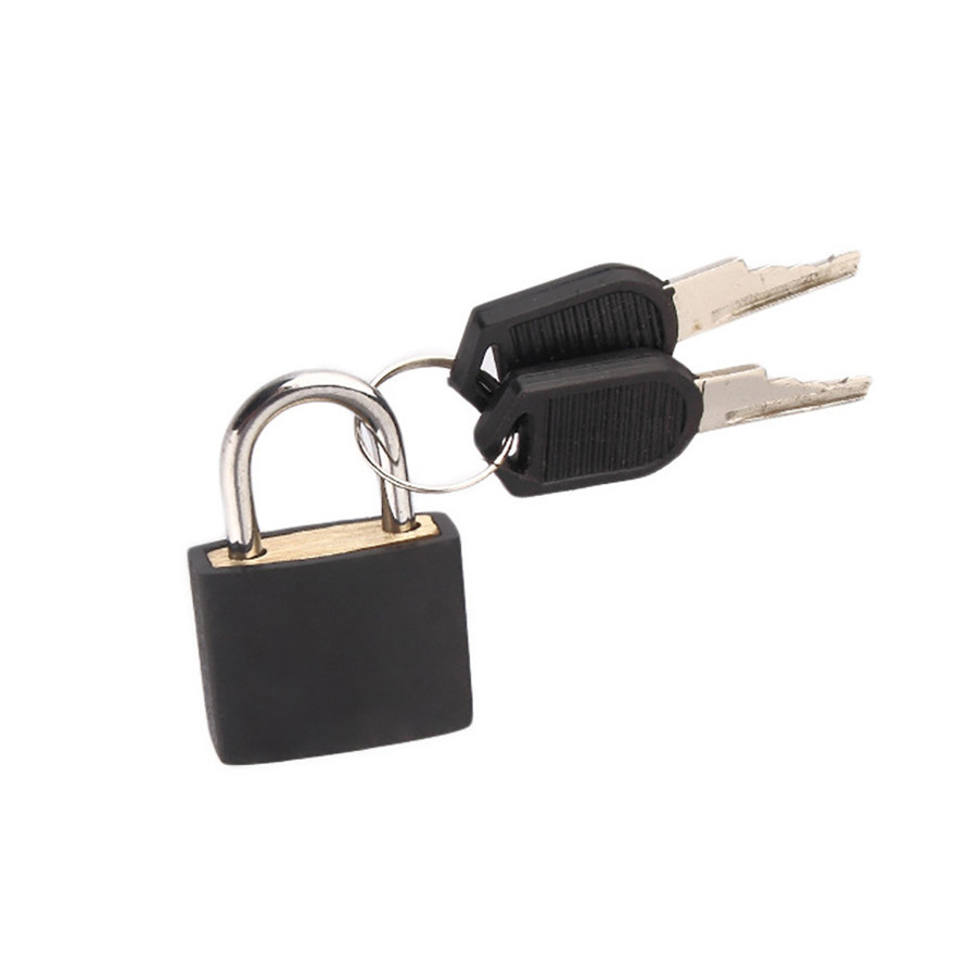 Mini candado de acero fuerte para maleta, pequeño candado de viaje con 2 llaves, 6 colores,: black