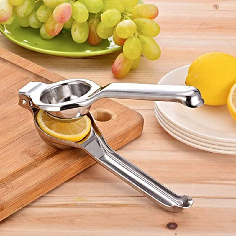 Lemon Lime Stainless Steel Squeezer Press - Large Heavy-Duty Manual Hand Held Citrus Juicer with Reusable Straws