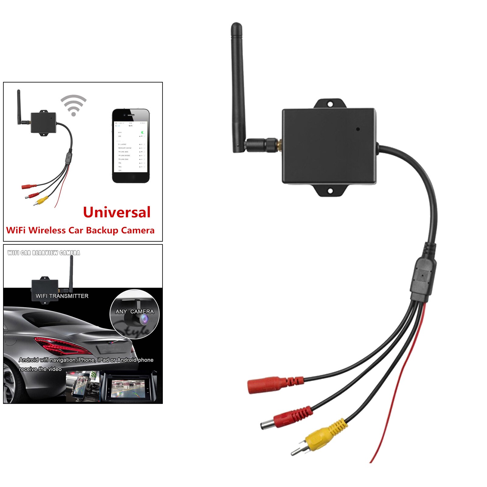 Cámara de marcha atrás inalámbrica de 12V, módulo de visión trasera AV para coche, transmisor WiFi