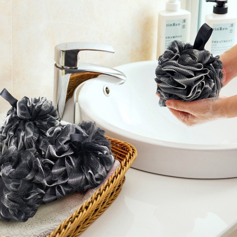 Bambou charbon bain boule bain fleur bain luffa éponge douche Pouf corps épurateur balle maille Pouf bain éponge facile à utiliser