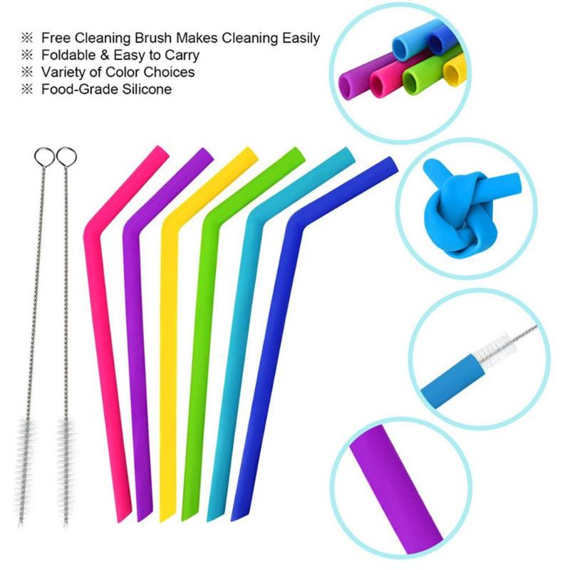Food grade silicone straw drinking straws Reusable silicone straw FDA certification Environmental protection bar accessories
