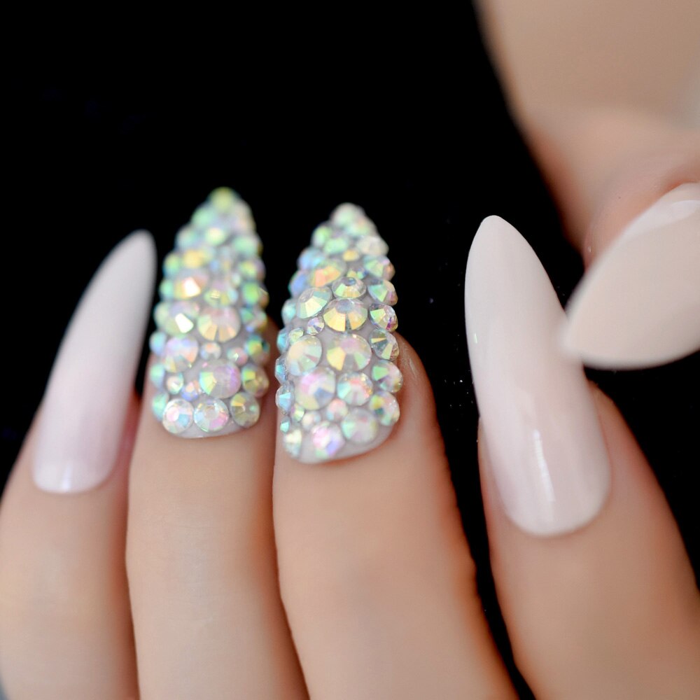 Faux ongles personnalisés Extra longs pour Salon de manucure, rose clair clair, UV, pour Festival, 24 Ct