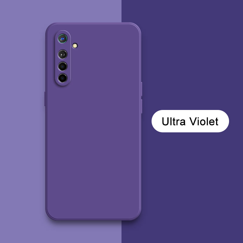 Coque en silicone liquide carrée officielle pour OPPO K5 Realme X2 XT, protection d'appareil photo 360, antichoc, souple, OPPOK5 RealmeXT: Microfibre / Lavande