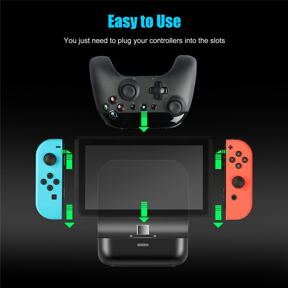 6 in 1 Charging Dock for Nintendo Switch Console Controller Gamepad Charger Dock Station DC5V/2A Charge Stand for NS Switch