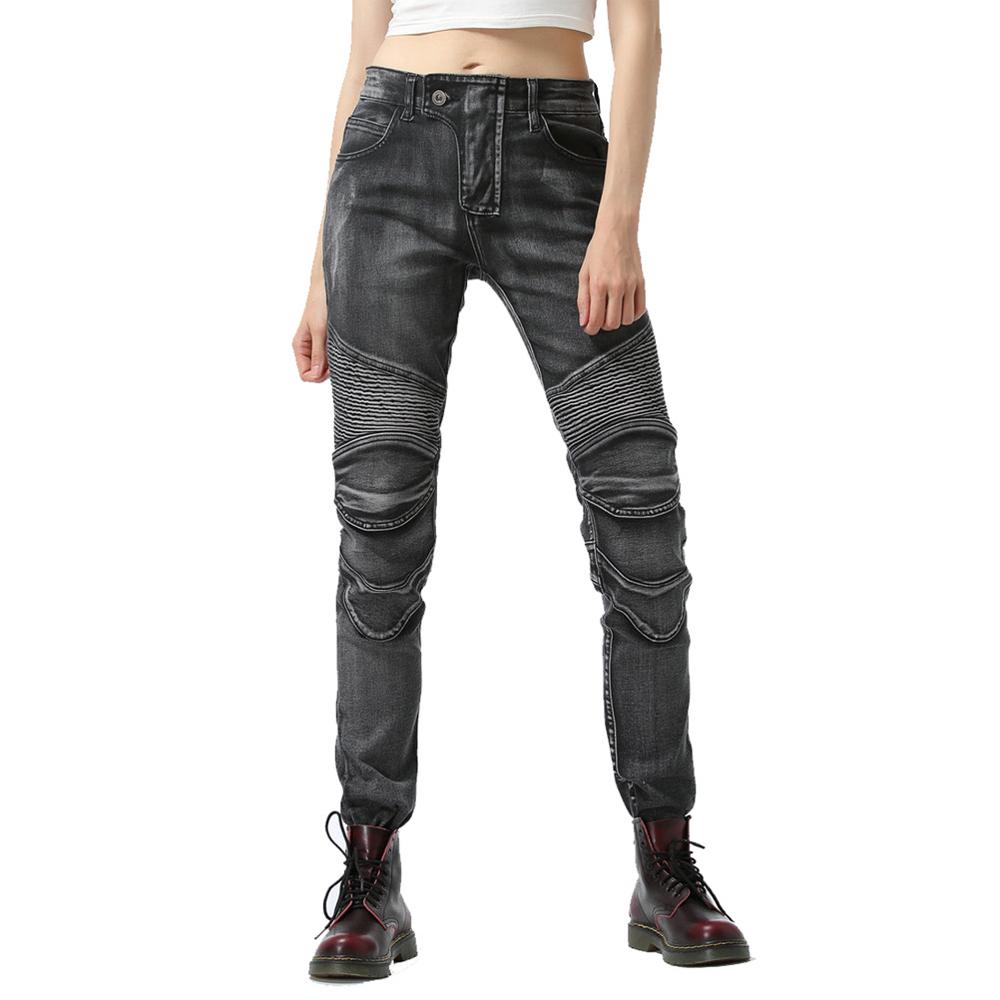 Biker Jeans for Women Motorcycle Riding Pants Motorbike Heavy Duty Overpants With 4 X CE Armored Upgrade Knee Hip Pads: only pants / 27
