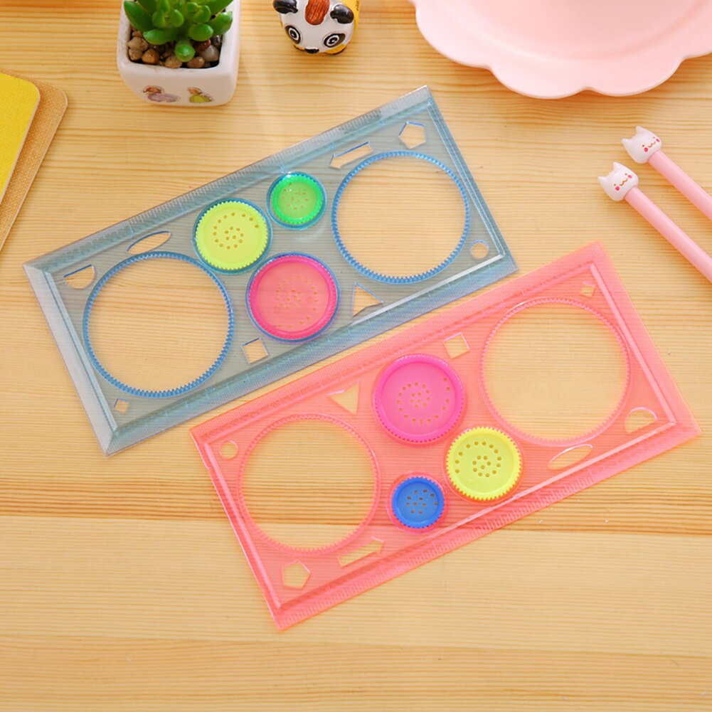 1pc Random Color Painting Ruler Four-Color Transparent Million Flower Ruler Drawing Template Ruler Versatile Ruler For Children