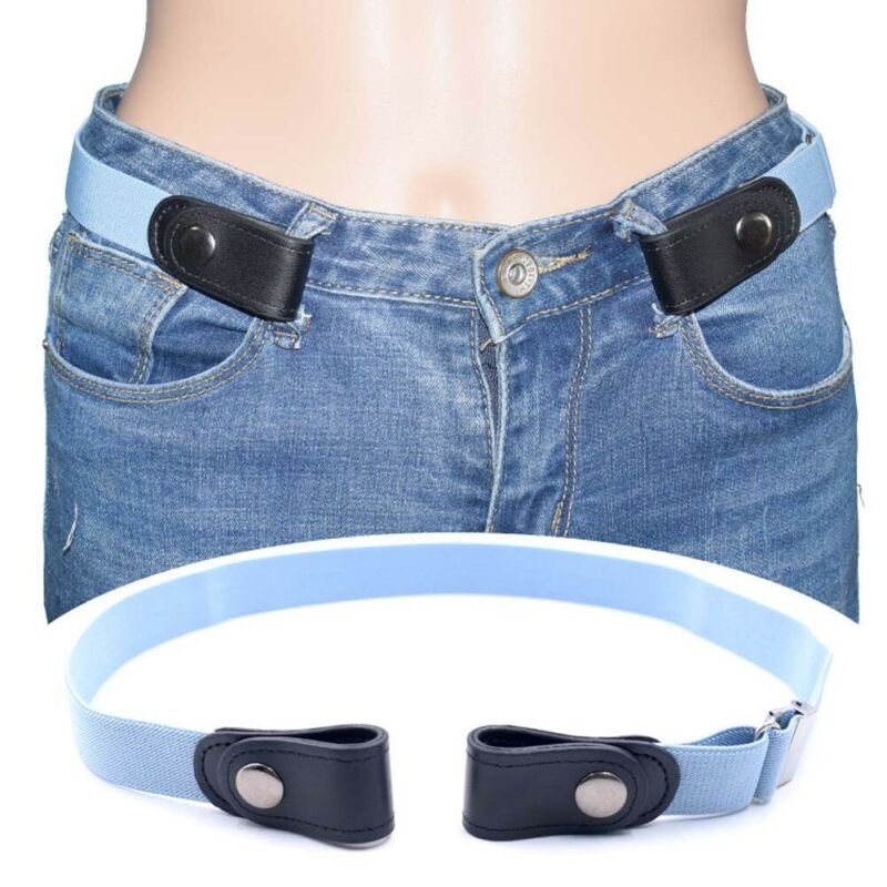 Trend Men Women's Buckle-Free Elastic Invisible Belts Jeans Trousers Casual Clothes Accessories Simple Waistband