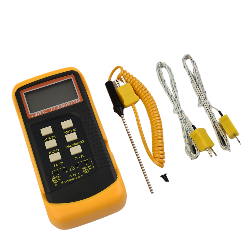 Zweikanaliges digitales Thermometer vom Typ K, Thermoelement 6802 II, 2 Sensoren und Sonde, elektronisches Thermometer, Thermostat, Pyrometer