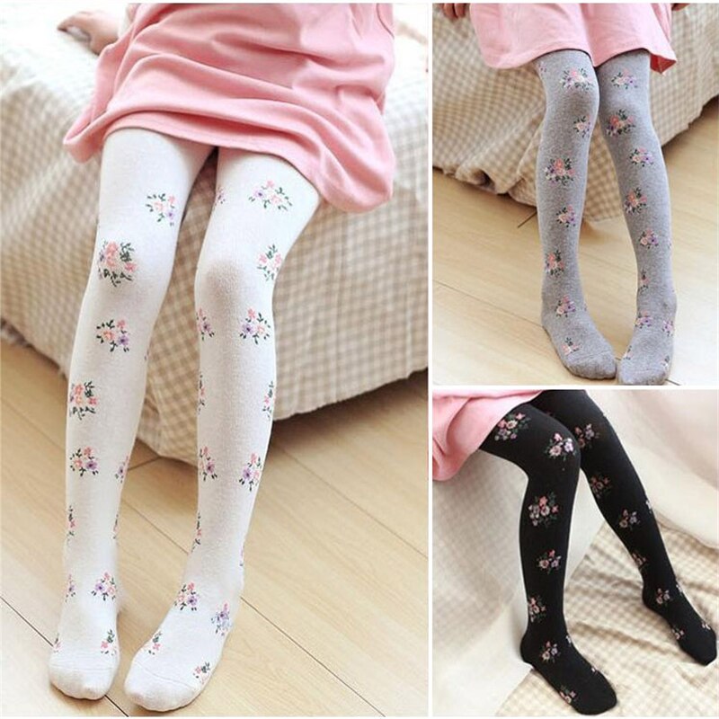 Flower Print Tights for Girls Children Pantyhose Kids Cotton Dance Stockings for Girls Flora Clothing 3-9 Years Spring